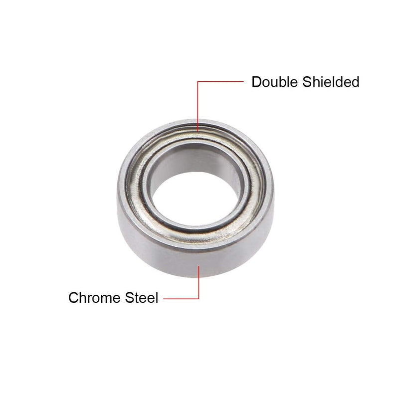 uxcell MR74ZZ Deep Groove Ball Bearing 4x7x2.5mm Double Shielded ABEC-3 Bearings 10-Pack 4mmx7mmx2.5mm