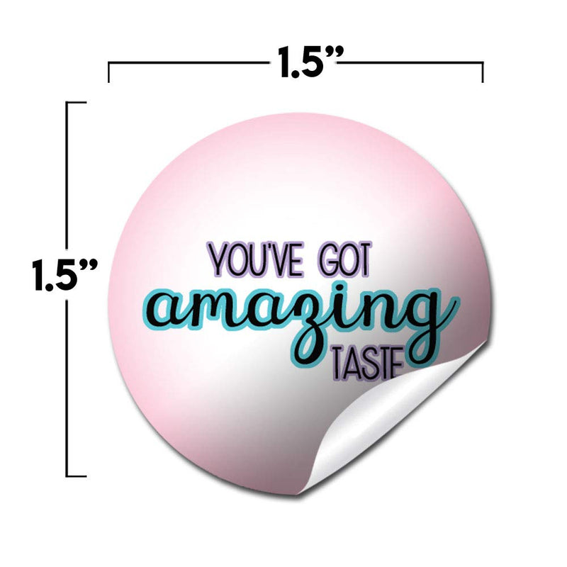 You've Got Amazing Taste Thank You Customer Appreciation Sticker Labels for Small Businesses, 60 1.5" Circle Stickers by AmandaCreation, Great for Mailing Envelopes, Postcards, Direct Mail, More!