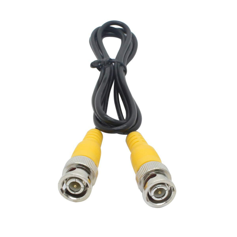 ANVISION 4-Packs Black 1m BNC Male to BNC Male Jumper Cable with Yellow Connector for CCTV DVR to TV System