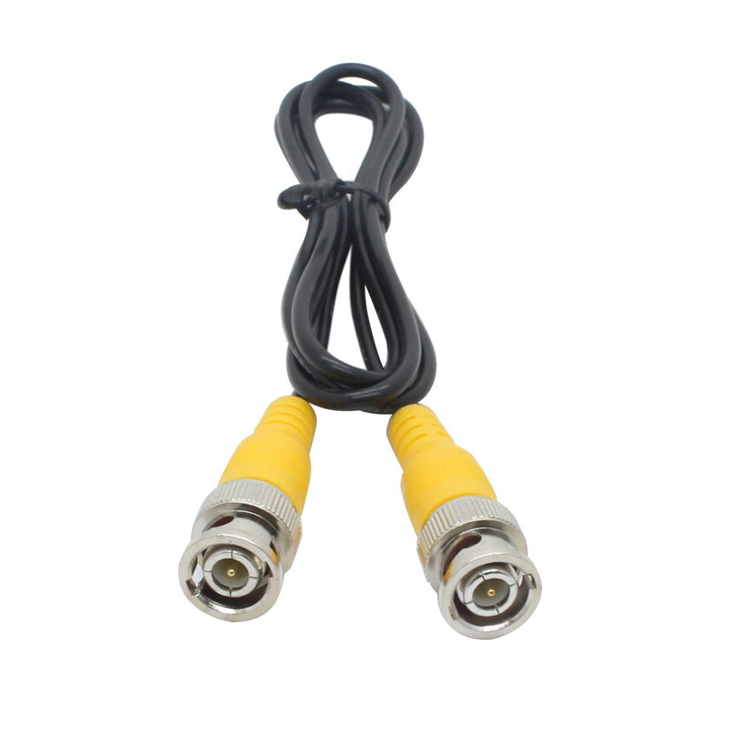 ANVISION 6-Pack Black 1m 3.3ft BNC Male to BNC Male Jumper Cable with Yellow Connector for CCTV DVR to TV System