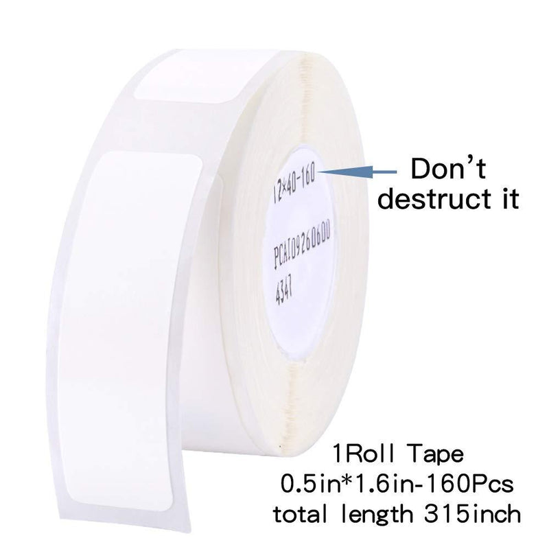 NIIMBOT D11White Label Maker Tape Adapted Label Print Paper 1240 Standard Laminated Office Labeling Tape Replacement Pure Color (White, Medium) White