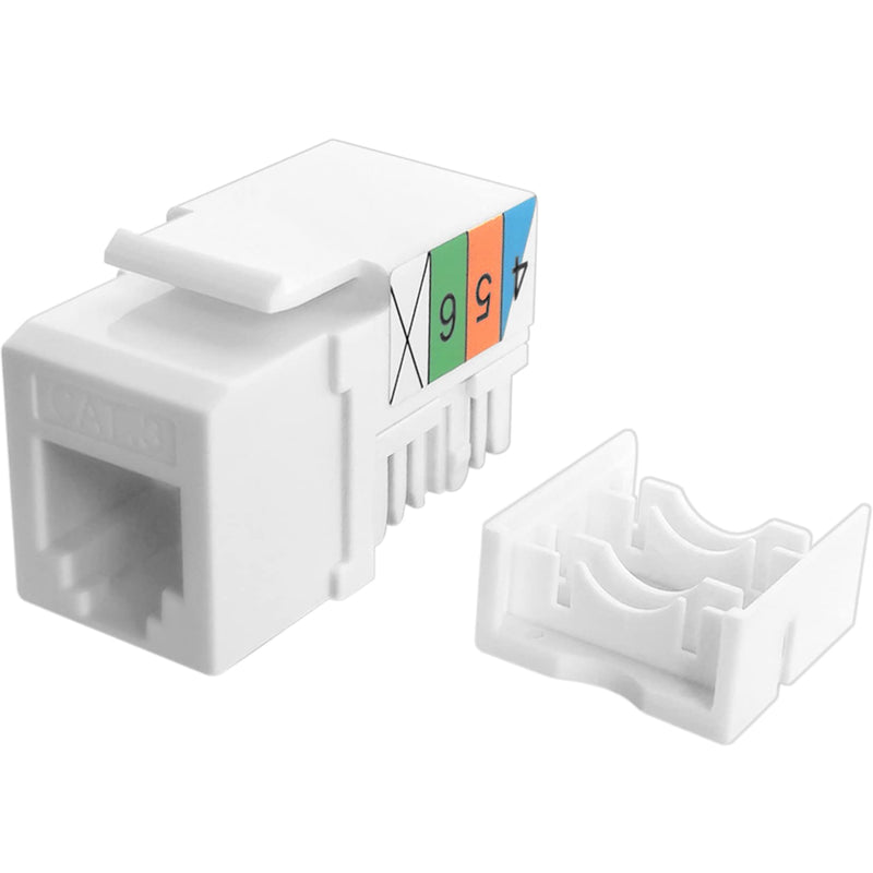 NECABLES (2 Pack) CAT3 Telephone Keystone Jack Phone Keystone Jack Punch Down Type 110 IDC to RJ11/RJ12 6P6C Female White