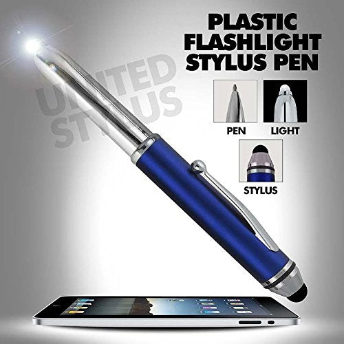 SyPen Stylus Pen for Touchscreen Devices, Tablets, iPads, iPhones, Multi-Function Capacitive Pen with LED Flashlight, Ballpoint Ink Pen, 3-in-1 Pen, Multi, 10PK Red+Silver+Black+Blue+Green