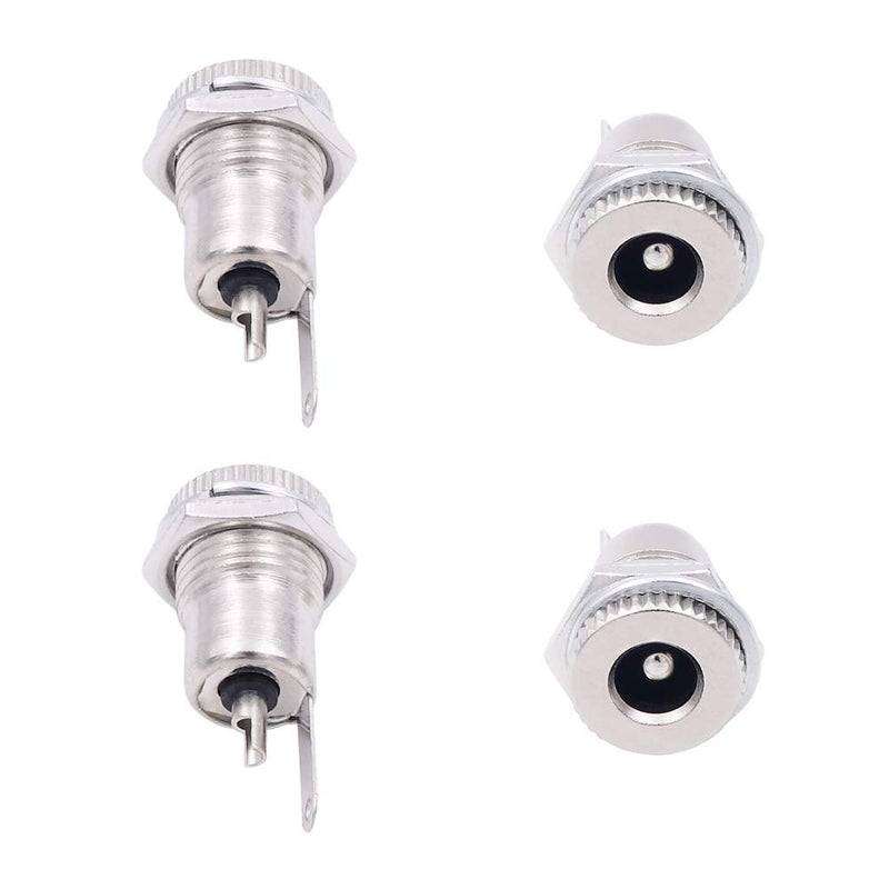 Fancasee (4 Pack) 5.5mm x 2.5mm Female DC Power Jack Socket Panel Mount 2 Pin Solder Type Metal Power Supply Jack Connector Adapter Socket