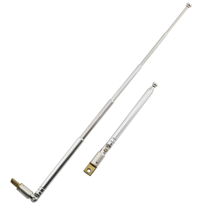 RuiLing 2-Pack 5 Section Stainless Steel AM FM Radio Antenna Replacement Telescopic Universal Aerial for TV Electronic Equipment,Stretch Length 9" (23cm)