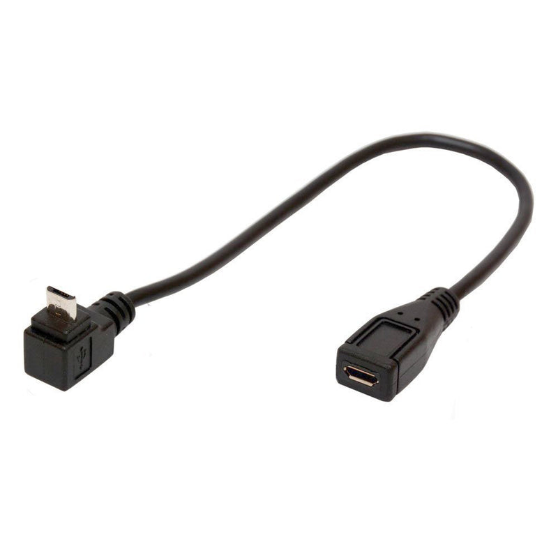 BSHTU Micro B 5 Pin Right Angle 90 Degree Extension Cable Male to Female Adapter 25cm Syncing & Charging USB Cable (Down) DOWN