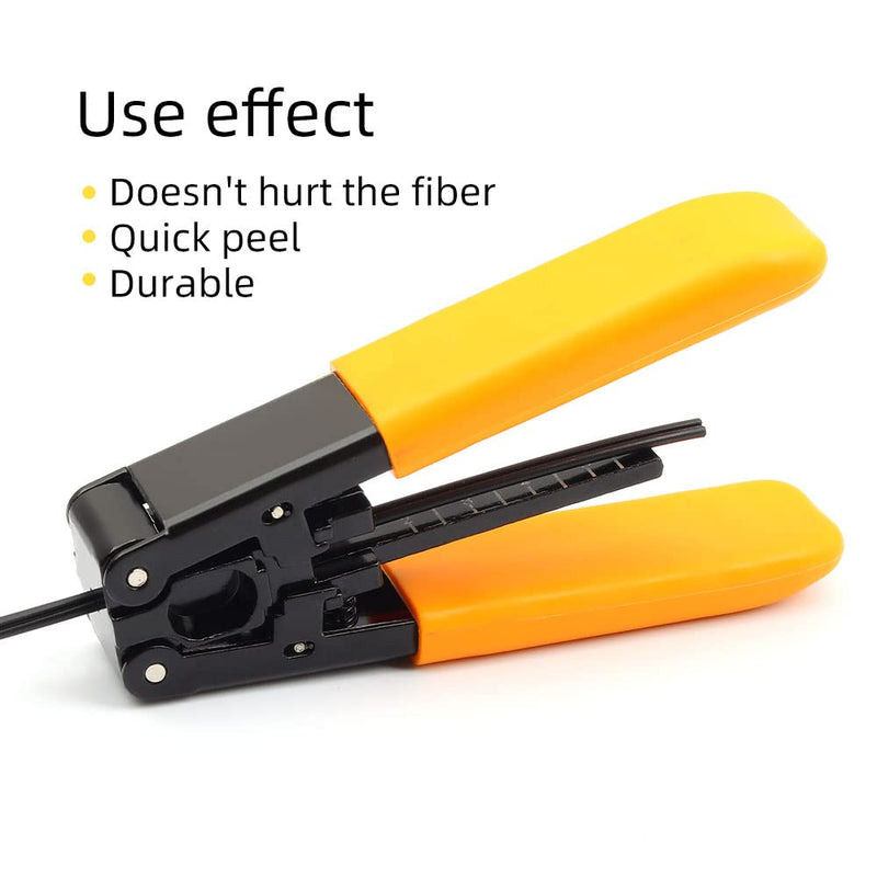 FTTH optical fiber tool kit with 36000 cutter FC-6S and optical fiber drop cable optical fiber stripper CFS-3 stainless steel Adjustable openin three-port hole optical fiber cold connection (5 in 1) 5 in 1