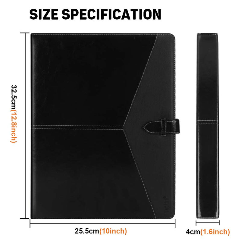 Toplive Padfolio 3 Ring Binder (1'' Round Ring) Business Portfolio Folder for Interview, Conference and Presentation, Black 3 Ring Letter Size Binder