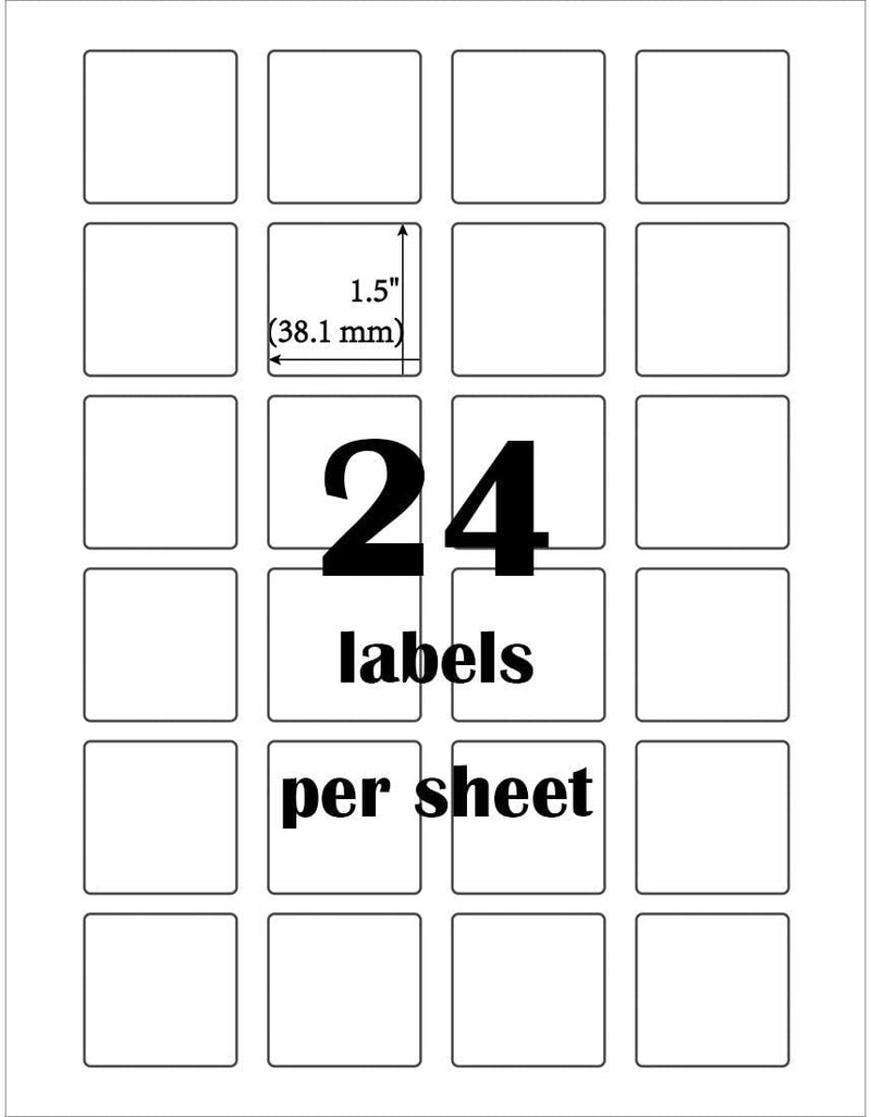 Mr-Label 1.5" x 1.5" Square White Sticker Labels - Waterproof and Tear-Resistant - for Inkjet & Laser Printer - for Food Package | Gift Bag | Jar (10 Sheets Total 240 Labels) 10 sheets total 240 labels