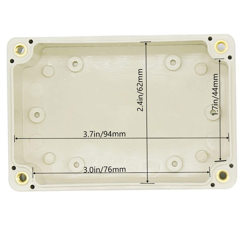Zulkit Junction Box ABS Plastic Dustproof Waterproof IP65 Universal Electrical Boxes Project Enclosure Gray 3.9 x 2.7 x 2 inch (100 x 68 x 50 mm) 3.9" x 2.7" x 2"