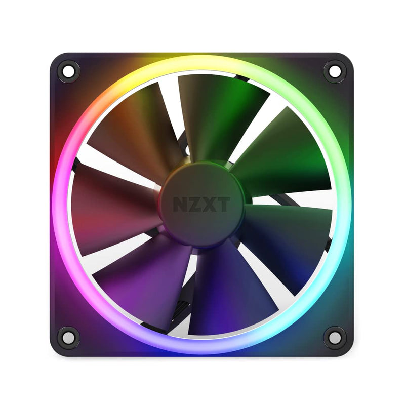 NZXT F120 RGB Fans - RF-R12SF-B1 - Advanced RGB Lighting Customization - Whisper Quiet Cooling - Single (RGB Fan and Controller REQUIRED & NOT INCLUDED) -120mm Fan - Black 120mm Single Pack Black