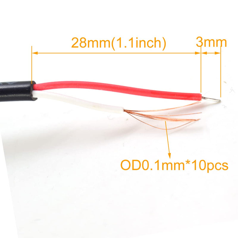 5pcs 1M/3.3ft Black 28AWG USB A Male Plug 2 Wire Power Cable Cord Connectors DIY