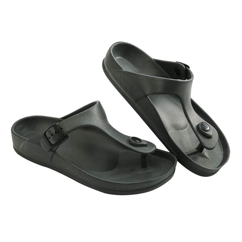 FUNKYMONKEY Women's Comfort Slides Double Buckle Adjustable EVA Flat Sandals 6 Army Green/Flipflops
