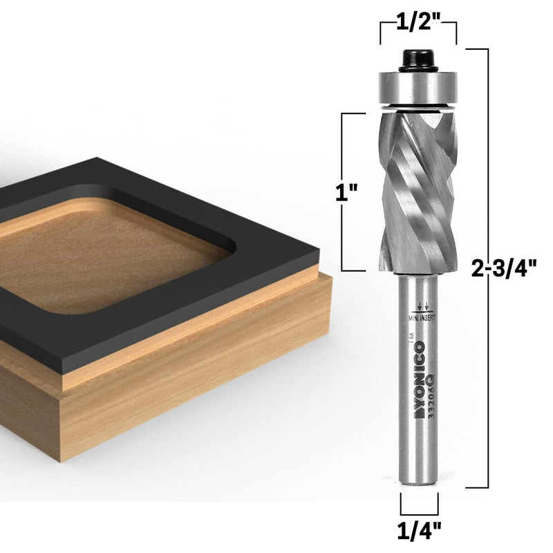 Yonico 33206q Bottom Bearing Ultra-Performance Compression Flush Trim Router Bit 1/4-Inch Shank Bottom Bearing - 1/2" W X 1-1/8" H 1/4" Shank