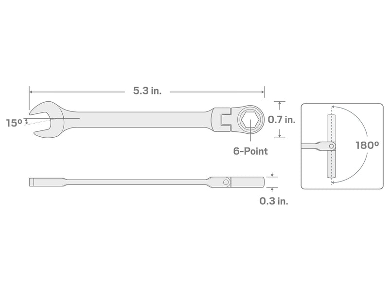 TEKTON 8 mm Flex Ratcheting Combination Wrench | WRN57108 Metric