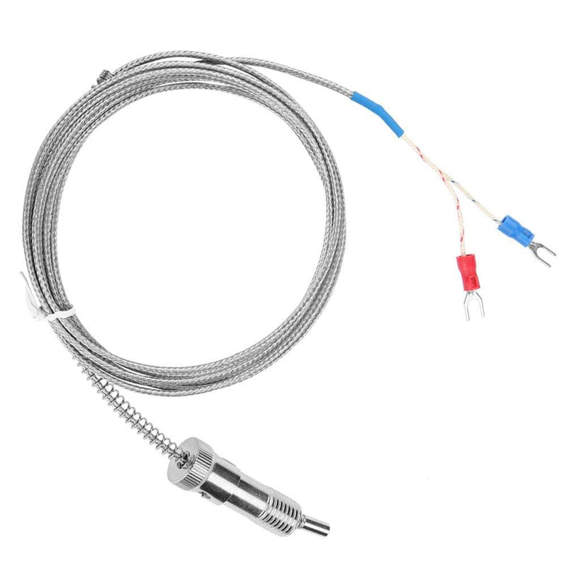Walfront K Type Thermocouple, Bayonet Compression Spring Type K Thermocouple Temperature Sensor Probe Temperature Gauge 0-400℃ (Optional)(5 m)