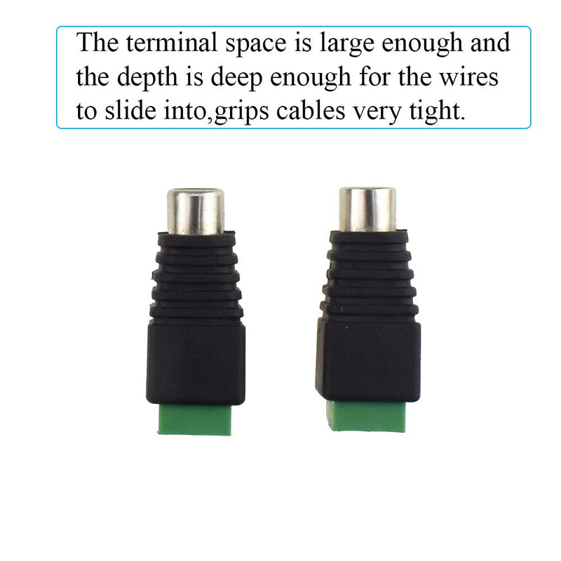 Hao Pro RCA Connector Adapter Plugs Screw Female Jack Set Wire Easy to Convert No Need Solder Grip Cable Tight for Audio Video Speaker 10 Pcs Female-10Pcs