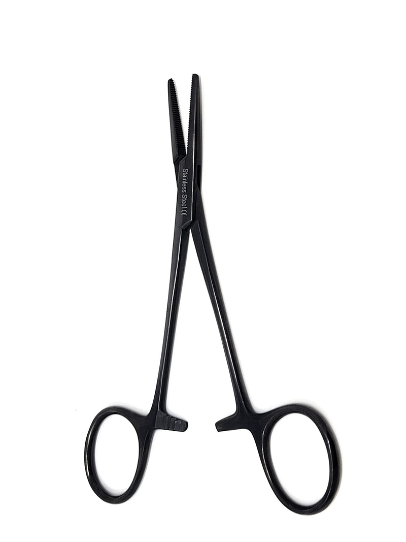 Mosquito Hemostat Locking Forceps 5" Straight with Full Serrated Jaws Ideal for Clamping, Fishing, Firefighters Nurses Doctors + More (Tactical Black)