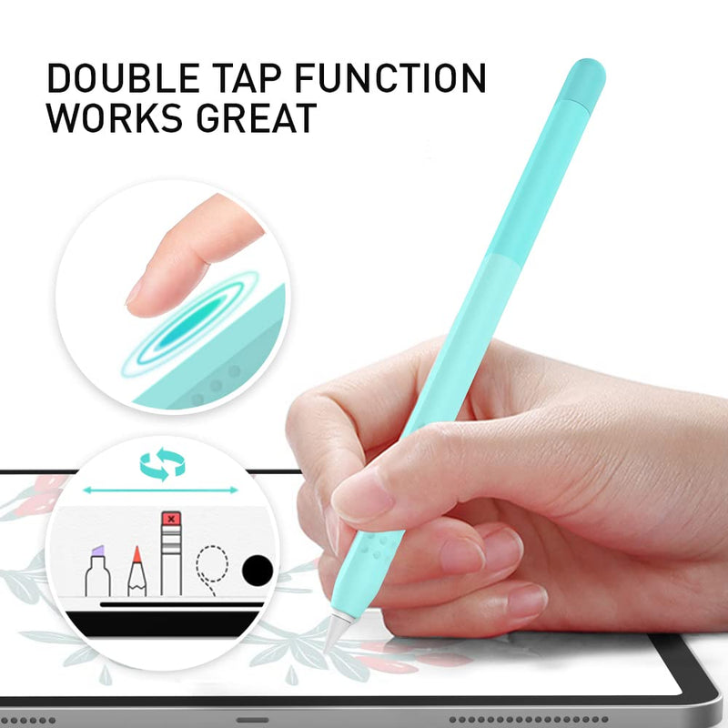 Delidigi Pencil Case Compatible with Apple Pencil 2nd Generation Case, Gradient Color Case Sleeve Silicone Cover Accessories for Apple Pencil 2nd Gen (Mint Green) Mint Green