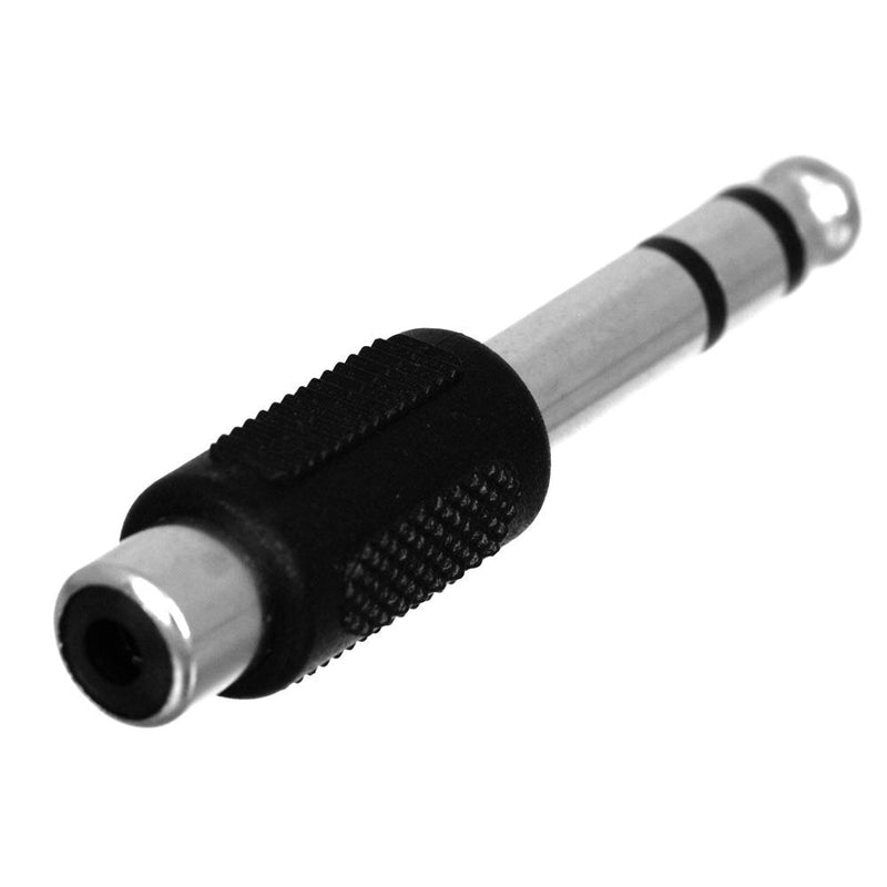CESS 6.35mm 1/4 Inch Stereo TRS Male Plug to RCA Female Jack Silver Adapter Connectors - 6.35mm Stereo Male to RCA Female (4 Pack)