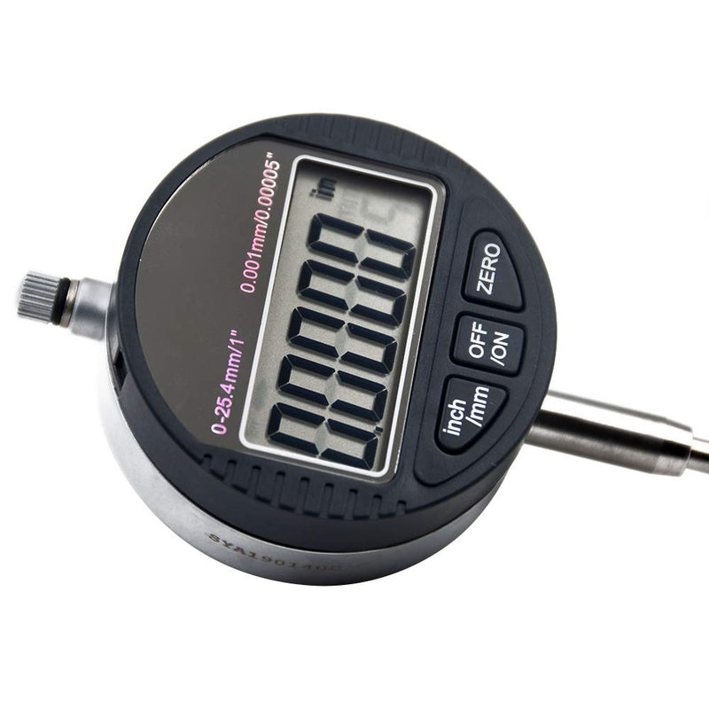 Oudtinx Electronic Digital Dial Indicator Gage Gauge Inch/Metric Conversion 0-1 Inch/25.4 mm 0.00005 Inch/0.001mm 0-1 Inch/25.4 mm 0.001mm