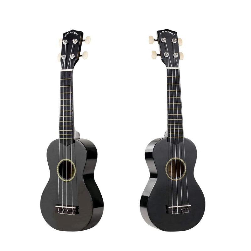 POMAIKAI Soprano Wood Ukulele kid Starter Uke Hawaii kids Guitar 21 Inch with Gig Bag for kids Students and Beginners (Black) Black