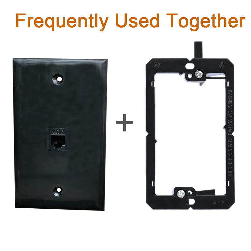 BOPLAT Single Gang Phone Jack Wall Plate Black - 1 Port CAT3 RJ11/12 Telephone Cable Landline Cover Plate 1 Gang 1CAT3-BK