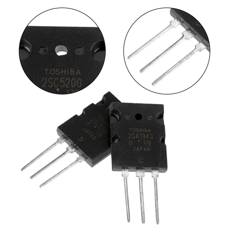 5 pairs of audio transistors, 2SA1943 2SC5200 high-performance amplifier tuned audio transistor silicone black