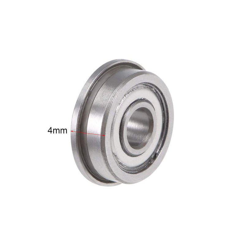 uxcell F604ZZ Flanged Ball Bearing 4x12x4mm Shielded Chrome Steel Bearings 10pcs