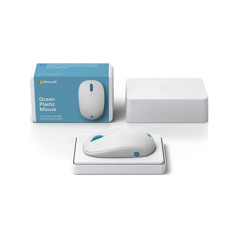 Microsoft Ocean Plastic Mouse. Made from 20% Recycled Ocean Waste, Comfortable Design, Right/Left Hand Use, Wireless Bluetooth Mouse for PC/Laptop/Desktop, Works with for Mac/Windows Computers Seashell