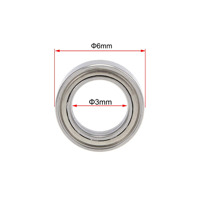 uxcell MR63ZZ Ball Bearing 3x6x2.5mm Double Shielded Mini Deep Groove Bearings 5pcs