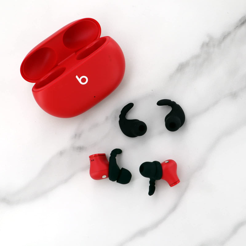4 Pairs Ear Hooks Compatible with Beats Studio Buds Ear Tips Earbuds, Anti-Slip Anti-Drop Sport Outdoor Earhooks Wing Holder Silicone Rubber Gel Cover Accessories for Studio Buds - Black