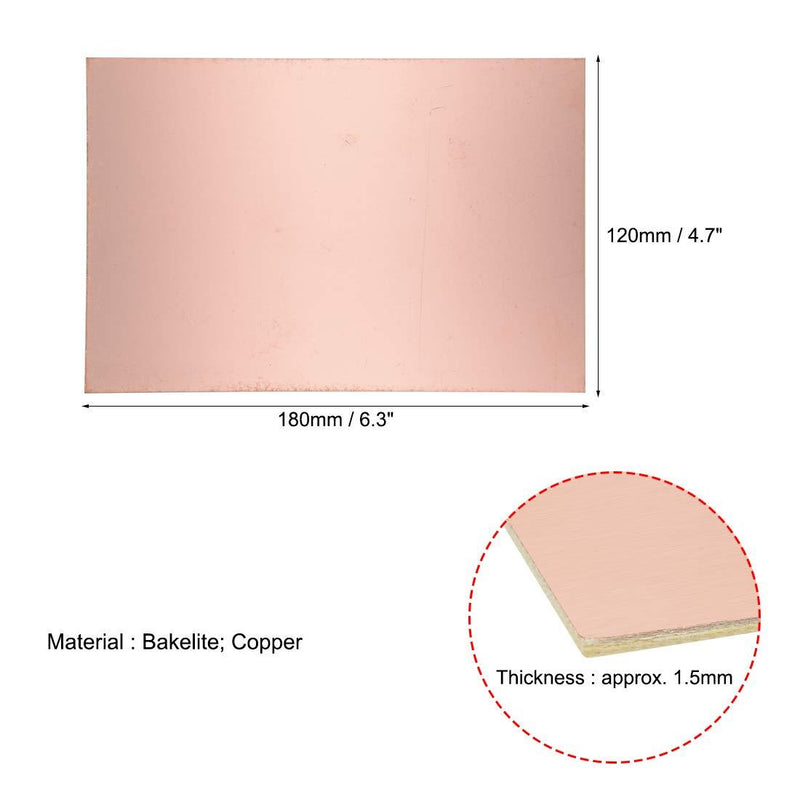 uxcell Single-Sided Copper Clad Laminate PCB Circuit Board, FR4 180x120mm 7.09x4.72 inch, 1.5mm Thickness DIY Prototyping PCB Board, Name Board, 10pcs