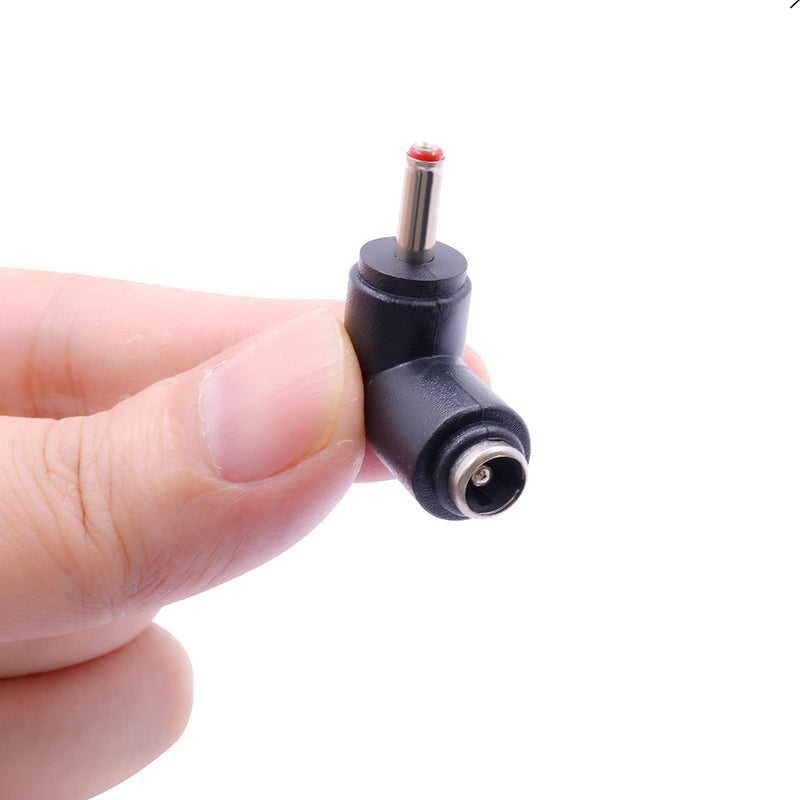 2Pcs DC Power Connector Adapter 90 Degree Angle 3.5mm x 1.35mm Male Plug to 5.5mm x 2.1mm Female Jack Coupler Converter (L Type 3.5 x 1.35mm Red)