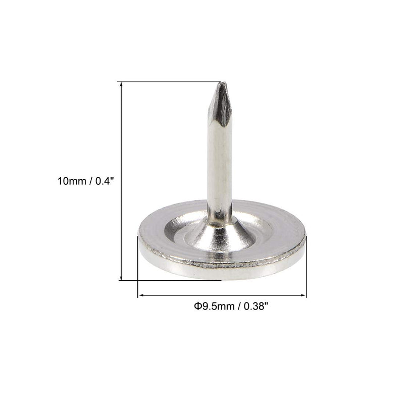 uxcell Upholstery Nails Tacks 9.5mmx10mm Flat Head Furniture Nails Pins Silver Tone for Furniture Sofa Headboards, 150 Pcs