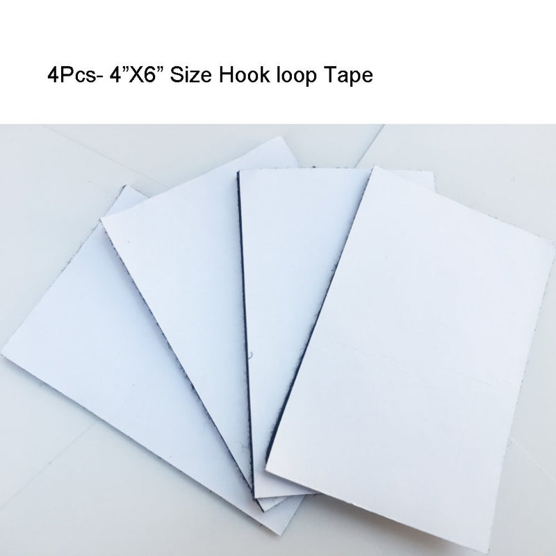 4-Pack 4x6 inch Upgrade Self Adhesive Hook Loop Tape Strips Double-Side Mounting Sticky Fastener Backing Tape Waterproof Sew On for Indoor Outdoor Home School Office Use