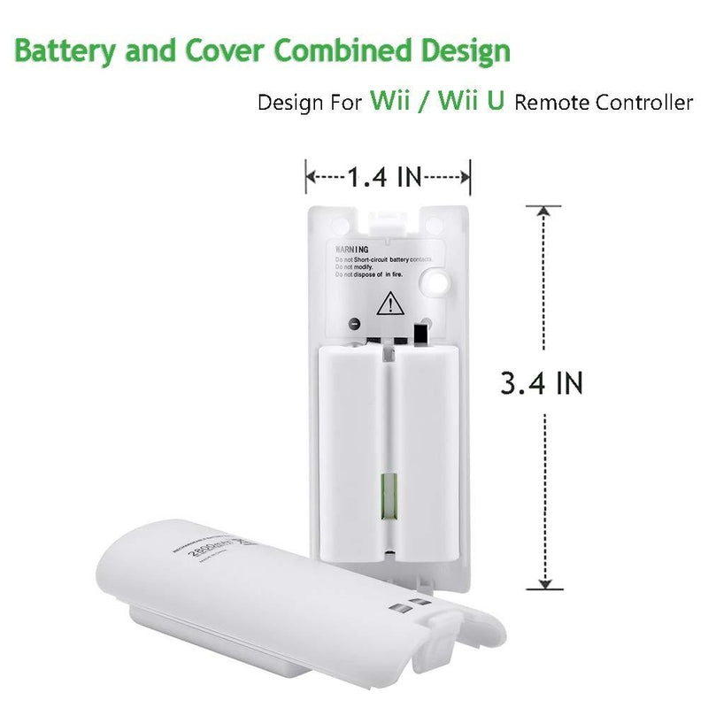 4-Pack Rechargeable Battery Packs for Wii and Wii U Remote Controller,High-Capacity Ni-MH Battery(2800mAh) Replacement for Nintendo Wii Remote Charging Station(Charger not Included)