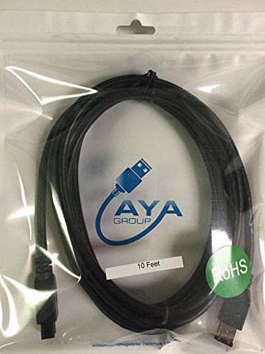 AYA 10Ft (10 Feet) FireWire Cable IEEE-1394b 9pin-6pin 800/400Mbps Compatible with Windows, Mac, Sony iLink
