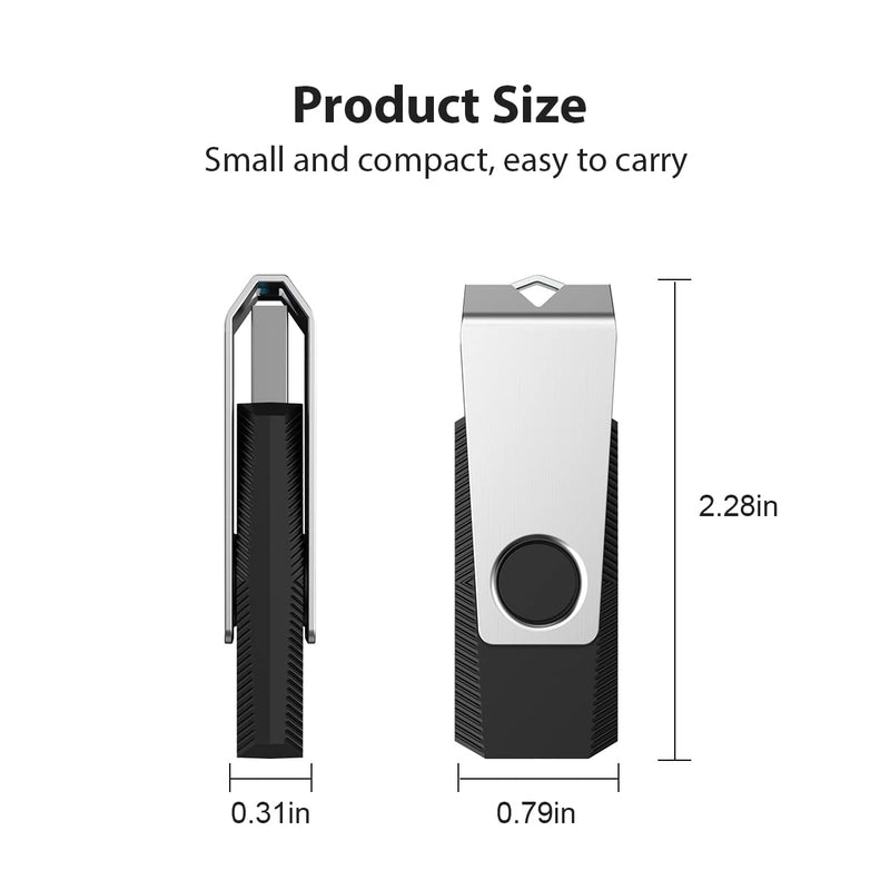 Aiibe 128GB Flash Drive 2 Pack 128GB USB Flash Drive Thumb Drive Zip Drive USB 2.0 Memory Stick USB Drive with Keychain (128G, 2 Colors: Black Green)