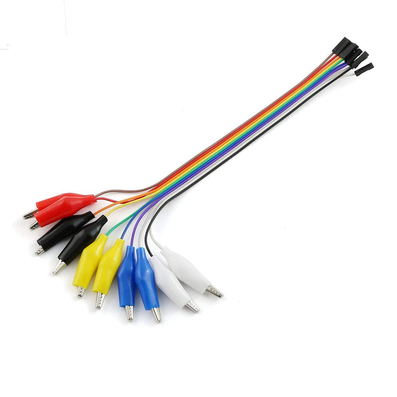 Longdex 20PCS 8 Inch Jumper Wire Male to Alligator Clip, 20cm Jumper Wire Female to Crocodile Clip for Test Lead Arduino Raspberry pi