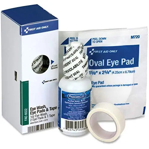 First Aid Only Fae6022 Smartcompliance Eyewash Set With Eyepads And Adhesive Tape