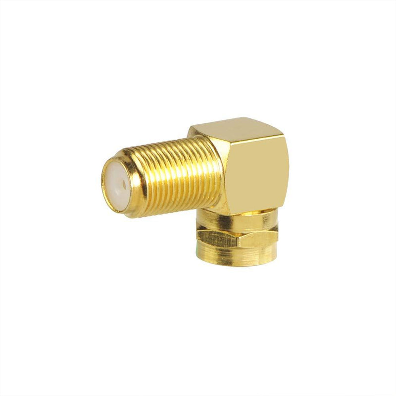 VCE 5-Pack 90 Degree Coaxial Connector, Right Angle F-Type RG6 Male to Female Adapter Gold Plated