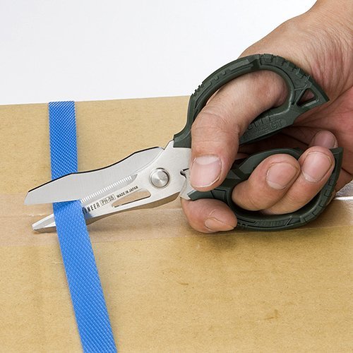 ENGINEER PH-55 Multi-Function, 160mm Compact Scissors, Electrician Scissors, with 4-in-1 Combi Blade - cuts Carpet, Leather, Solid Copper Wire, Insulated cable, CDs, Thick Rope & More. Made in Japan Single