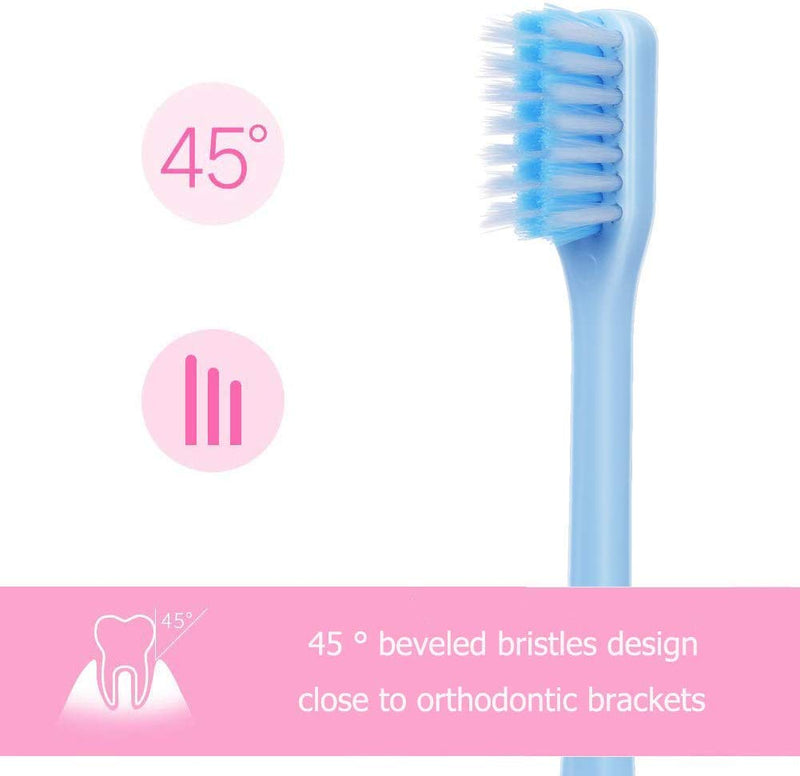 Y-kelin V-Shaped Orthodontic Toothbrush Soft Bristle (4 pcs) with one Inter-Dental Brush 4 Count (Pack of 1)