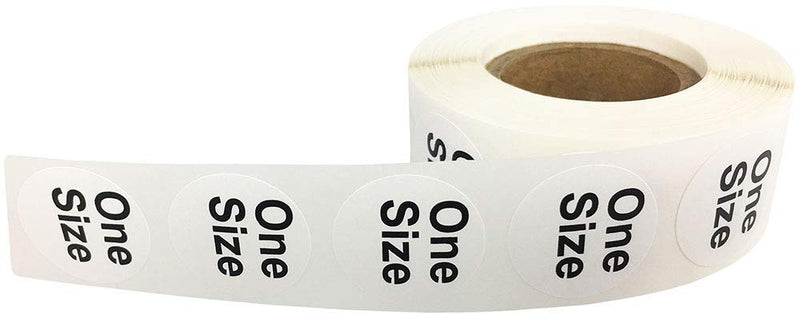 White Circle One Size Clothing Size Stickers for Retail Apparel 0.75 Inch 500 Total Adhesive Labels