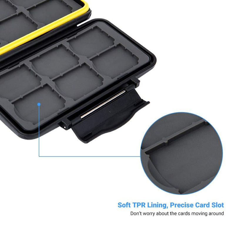 12 Slots SD Card Case Holder, SD Card Holder SD Card Organizer SD Card Storage Water-Resistant Anti-Shock SD/SDHC/SDXC Card Holder Storage with Carabiner