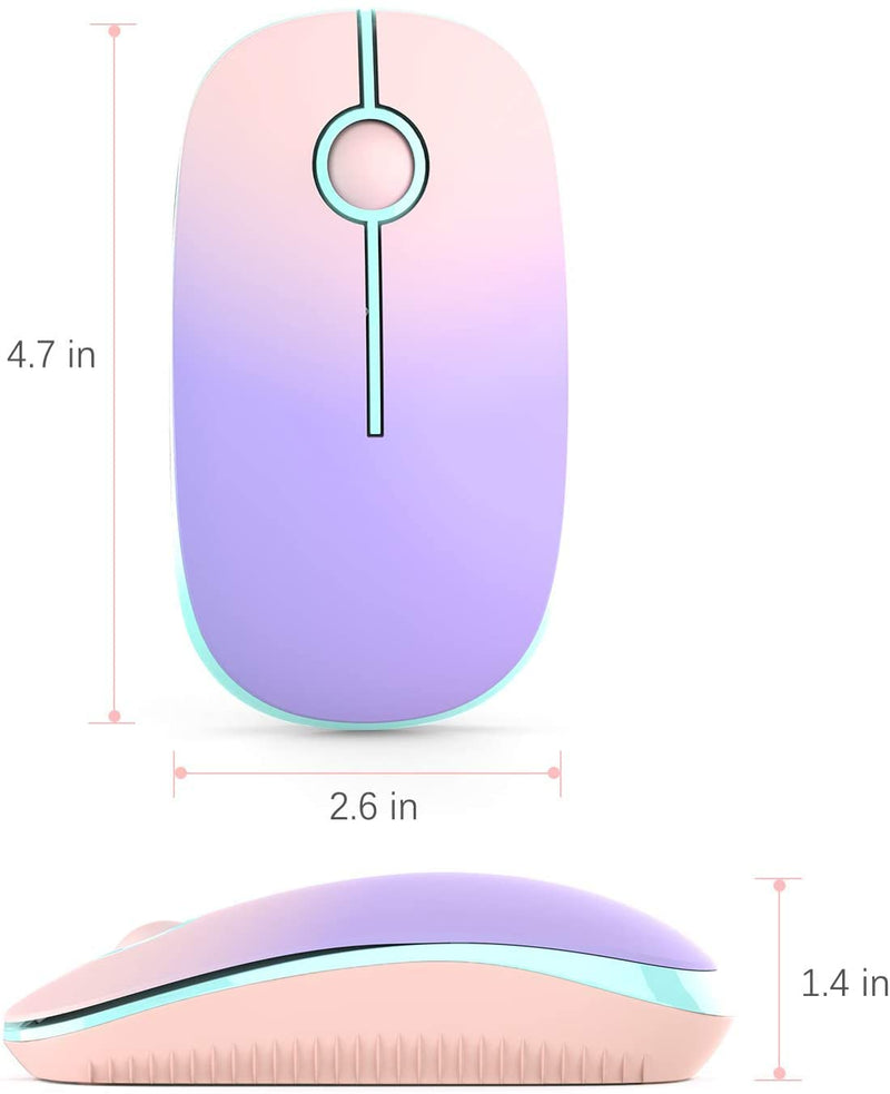 Wireless Mouse, Vssoplor 2.4G Slim Portable Computer Mice with Nano Receiver for Notebook, PC, Laptop, Computer (Pink to Purple) Pink to Purple