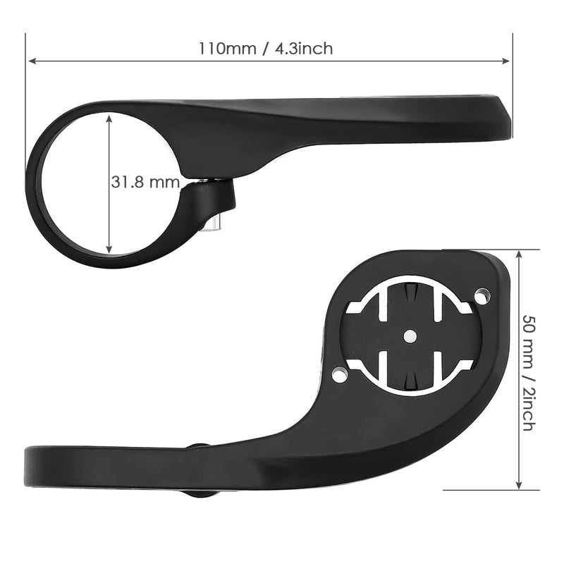Thinvik Out Front Bike Computer Mount for Garmin Edge 830 820 810 800 530 520 Plus 520 510 500 200 130 25 GPS Compatible with 31.8mm 25.4mm Handlebar Black_Garmin mount