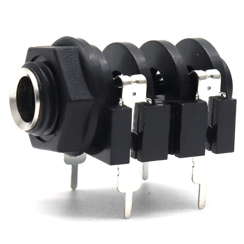Luomorgo PCB Panel Mount 4 Pin 1/4" 6.35mm Female Socket Mono Headphone Jack Silver Thread 20pcs