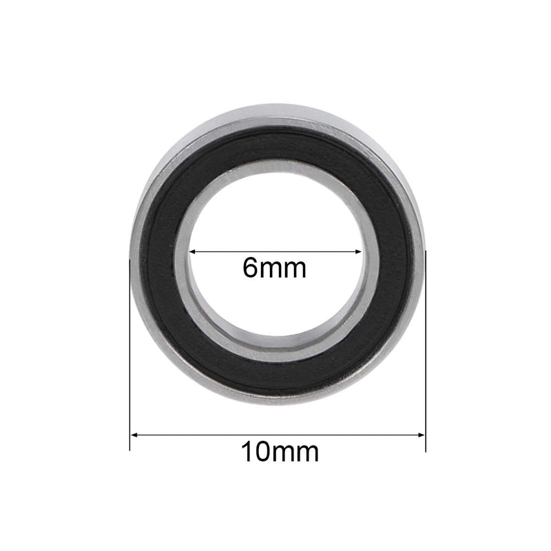 uxcell MR106-2RS Deep Groove Ball Bearing 6x10x3mm Double Sealed ABEC-3 Bearings 4-Pack Black